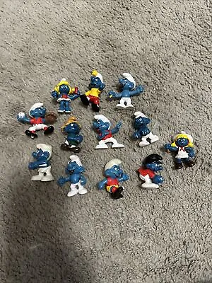 Vintage Smurfs Figures Lot Of 12 1980s By Peyo Schleich Smurfs (pieces Broken) • $19.99