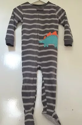 £5.20 • Buy CARTERS Fleece Zip Sleepsuit Babygrow Dinosaur Theme 2T
