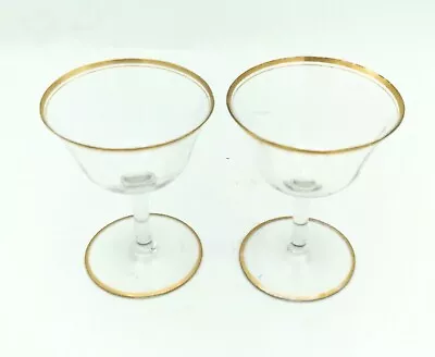 Vintage Gold Rim Crystal  Stem Martini/ Cordial Glasses Set Of 2~MCM EUC • $9.95