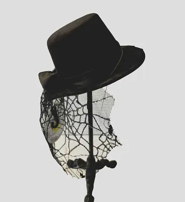 Steampunk Gothic Mini 7  Top Hat Spider Web Veil Elastic Strap Costume Cosplay • $9.99