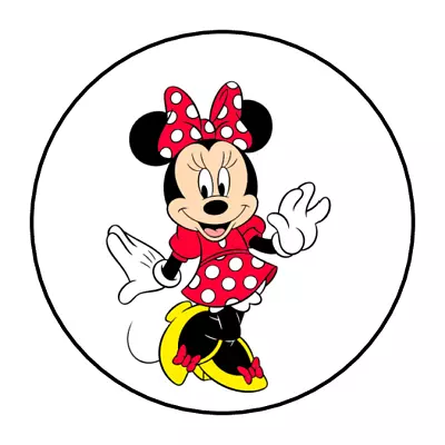 30 Minnie Mouse Stickers Envelope Seals Labels 1.5  Round Red Custom Made • $2.64