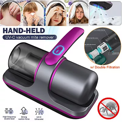 Handheld Vacuum Cleaner Cordless UV Dust Mite Remover Bed Blanket Sofa Mattress • $51.99