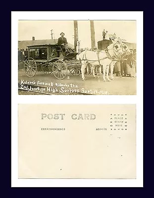 Iowa Columbus Junction Kaiser's Farewell Horse Drawn Hearse Real Photo 1918. • $155