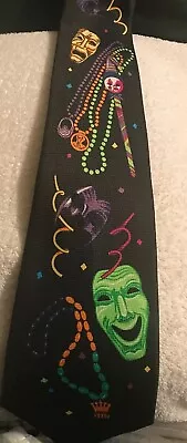 Brothers Mardi Gras Mask Beads New Orleans Novelty Tie Necktie Polyester • $8.99