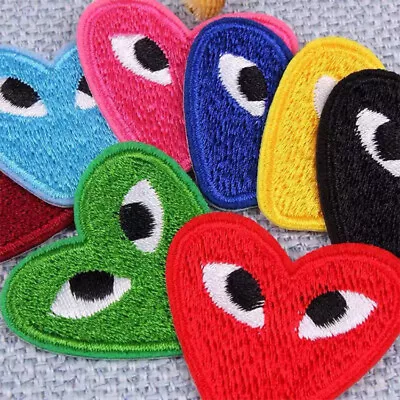 Eye Heart Embroidered Iron Sew On Patch Comme Jean Applique Badge Patches Fabric • £1.98