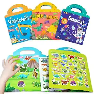 Sticker Book Toys KmmiFF For 2-6 Year Old Boys & Girls 3 Reusable Sticker Books • £10.99