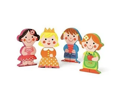 £11.50 • Buy Janod 4 Dolls Funny Magnets Set Interchangeable Wooden Doll Set