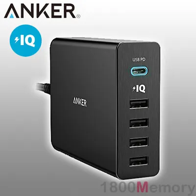 $109 • Buy GENUINE Anker 60W PowerPort+ 5 Port USB-C Type-C PD USB Fast Charger PowerIQ