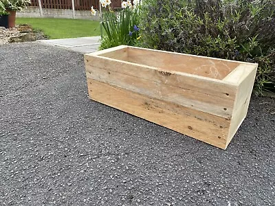 50cm Rustic Wooden Garden Planter/veg Trough NEXT DAY DELIVERY • £18.99