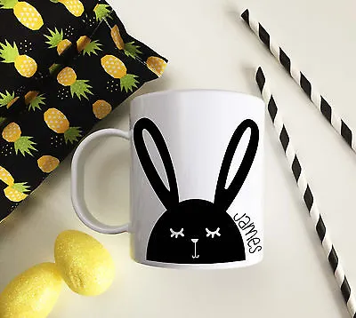 £10.99 • Buy Personalised Black Bunny Plastic Mug Children's Easter Gift Juice Cup Any Name