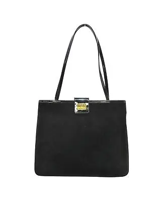 Pre Loved Salvatore Ferragamo Black Suede Shoulder Bag  -  Tote Bags • $358