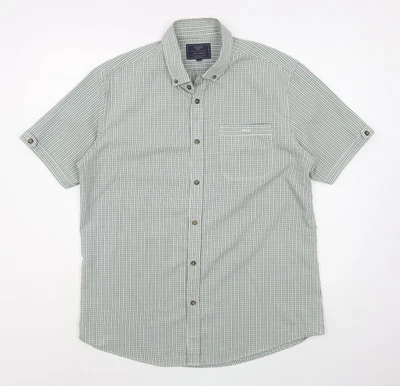£5.25 • Buy Atlantic Bay Mens Green Plaid Polyester Button-Up Size L Collared Button
