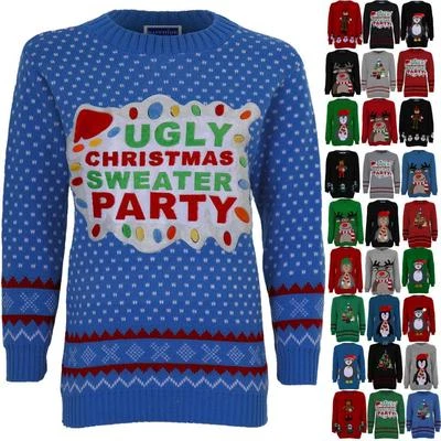 $12.24 • Buy Women's Santa Reindeer Snow Minion Olaf Ladies Knitted Christmas Jumper T-Shirt