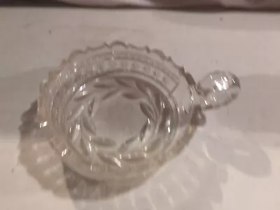 Brilliant Clear Cut Glass Dish Bowl Nappy Handle Floral Antique Vintage • $12.99
