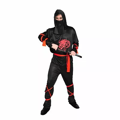 Adult Ninja Warrior Costume Black Mens Teens Fancy Dress Up Halloween  • $29.99