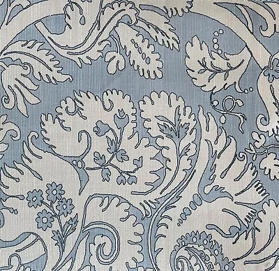 QUADRILLE Borghese  Sky Blue/Navy On White Linen/Cotton New Remnant • $30