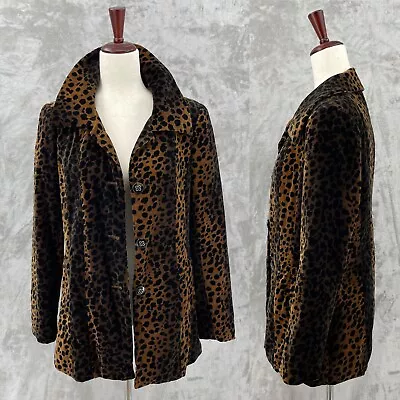 Velvet Leopard Print Women's 8 Mobwife Animal Print Car Coat Jacket Cheetah • $44.99