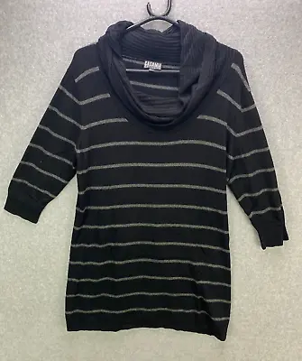 £4.49 • Buy Casamia Jumper Dress Womens M/L Black Grey Striped Cowl Neck Long Sleeves