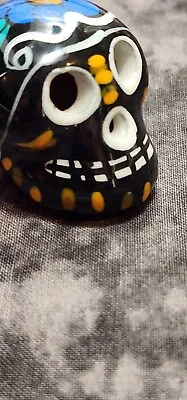 MEDIO Mexican Day Of The Dead Hand Painted Ceramic Skull Colorful Made In Mexico • $13.50