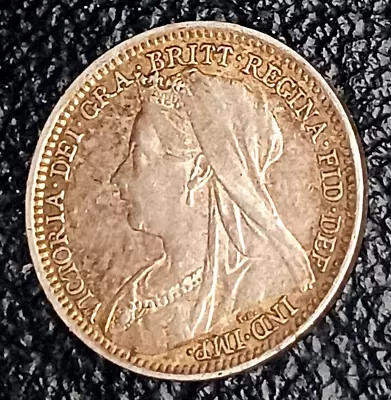 1901 Great Britain 3 Pence Queen Victoria World Sterling Silver Coin • $14