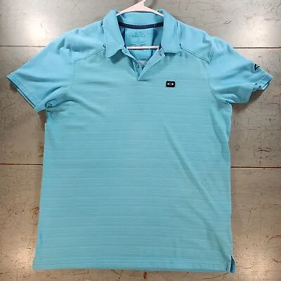 Oakley Shirt Mens Size Large Blue Polo Golf Hydrolix Short Sleeve Tailored Fit  • $20