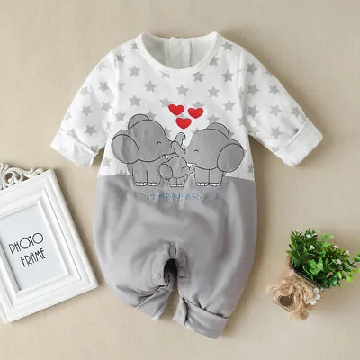 Infant Baby Boy Girl Long Sleeve Cartoon Print Romper Jumpsuit Clothes Outfits ， • $24.95