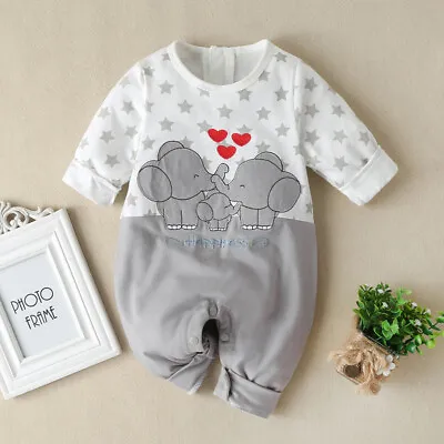Infant Baby Boy Girl Long Sleeve Cartoon Print Romper Jumpsuit Clothes Outfits • $22.53