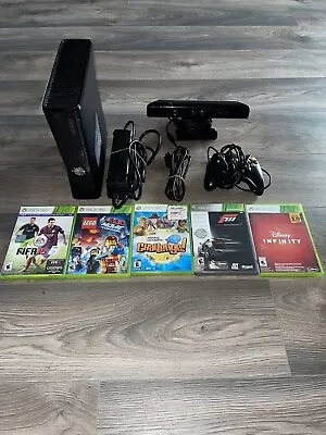 Microsoft Xbox 360 S Console Model 1439 Bundle W/ 5 Games Kinect And Controller • $98.35