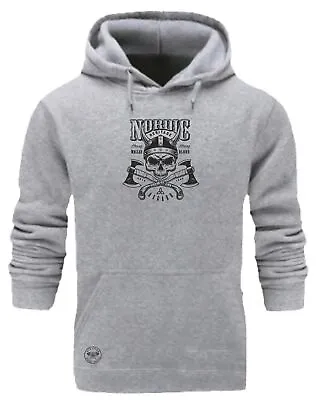 Skull & Axes Hoodie Vikings Clothing Valhalla Norse Pagan Warrior Thor Odin Top • £20.99