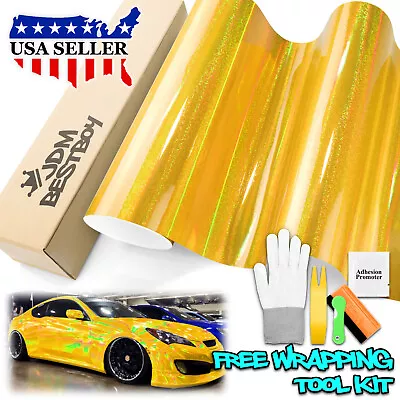 Holographic Glitter Gold Rainbow Chrome Car Vinyl Wrap Sticker Decal Sheet • $4.99