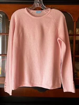 J McLaughlin Ballet Pink Cashmere Sweater Top Button Detail Size Large • $24.99