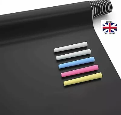 Self Adhesive Blackboard Vinyl With 5 Chalks - 2 White 1 Red 1 Yellow 1 Blue • £5.95