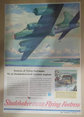 Studebaker War Ad: Studebaker Cyclone Engines Flying Fortress 1945 Size 11 X 15 • $25