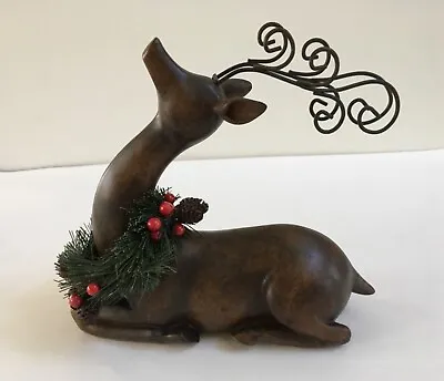 $14.99 • Buy Norman Bronze Reindeer With Wreath Holiday Farmhouse Decor MCM