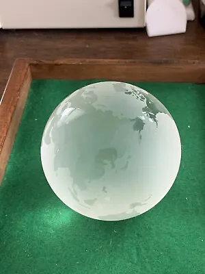 Vintage Signed Tiffany & Co Clear & Frosted Glass World Globe Paperweight • $50