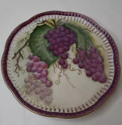 Antique Hand Painted Grapes 8.5  Plate - Signed • $12.99