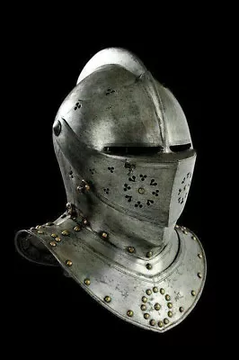 Medieval Knight Tournament Close Armor Helmet Replica Best Look 18GA SCA LARP • $129.05