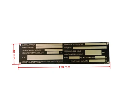 $4 • Buy Blank Vehicle Trailer Caravan VIN Identification Plate Part Grey On Black