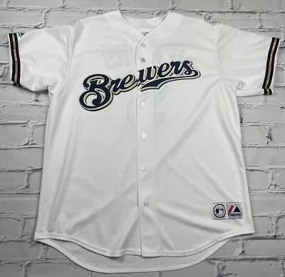 90’s Milwaukee Brewers MLB “Geoff Jenkins”Majestic Baseball Jersey Size XL • $40