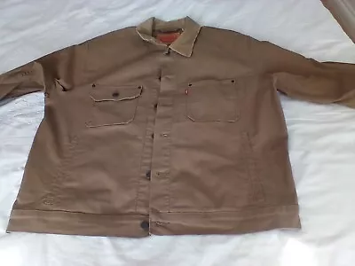 Levi's Sunrise Trucker Jacket Chore Work Workwear  XXL Khaki Brown Canvas • £45