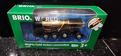 $36.99 • Buy Brio World Wooden Railway Mighty Gold Action Locomotive #33630, Brand New NIB