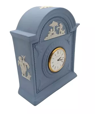 Wedgwood Jasperware Seasons Miniature Mantle Desk Clock Blue White New Battery • $127.37