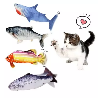 USB Moving Waggling Simulation Fish Interactive Pet Toy Floppy Fish Cat Toys • £4.99