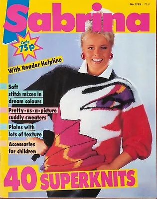 Sabrina Knitting Magazine 1989 Ladies Baby Men Vintage 40 Designs Picture Jumper • £6.99