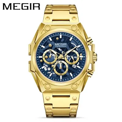 MEGIR Men's Chronograph Luminous Waterproof Multifunction Hollow Quartz Watch • $41.99