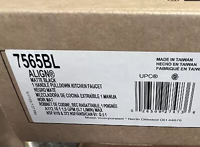 Moen Align 7565BL Pull Down Spray Modern Kitchen Faucet Matte Black New Box $575 • $298