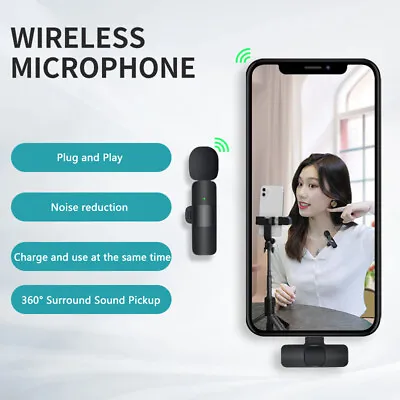 Wireless Mini Lavalier Microphone For Phone Android IPhone Vlog Live Stream Mic • £10.09