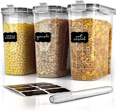 Set Of 3 Air Tight Storage Containers Cereal Food Dry Kitchen Patry Dispenser • £9.95
