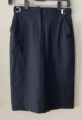 J.Crew 0  (26 - 29 ) Navy Pinstripe Pencil Wool Career Skirt Adjust Waist  Jcrew • $19.99