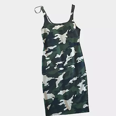 Zara Trafaluc Bodycon Sleeveless Camouflage Dress Size Large Length: 35.5 In • $34
